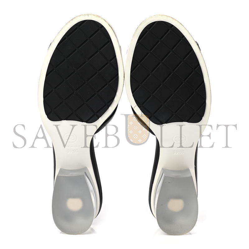 CHANEL LAMBSKIN PVC MULE TRANSPARENT BLACK 